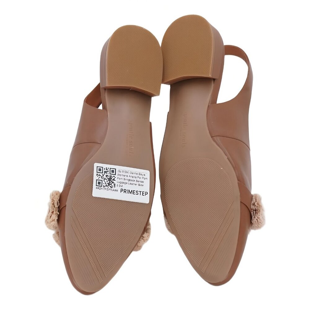 Gentle Souls Anana Pom Pom Slingback Sandal Luggage Brown 8.5M - Picture 6 of 6